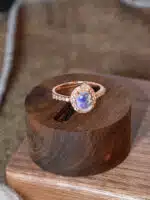 front view of moonstone rose gold ring in s925 silver with micro zircon 1 front view of moonstone rose gold ring in s925 silver with micro zircon 1